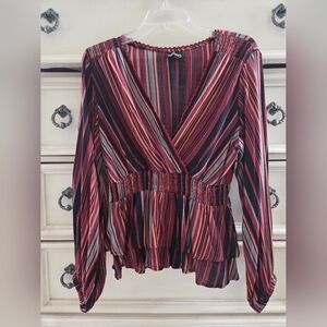 Angie Multicolor Striped V-Neck Blouse